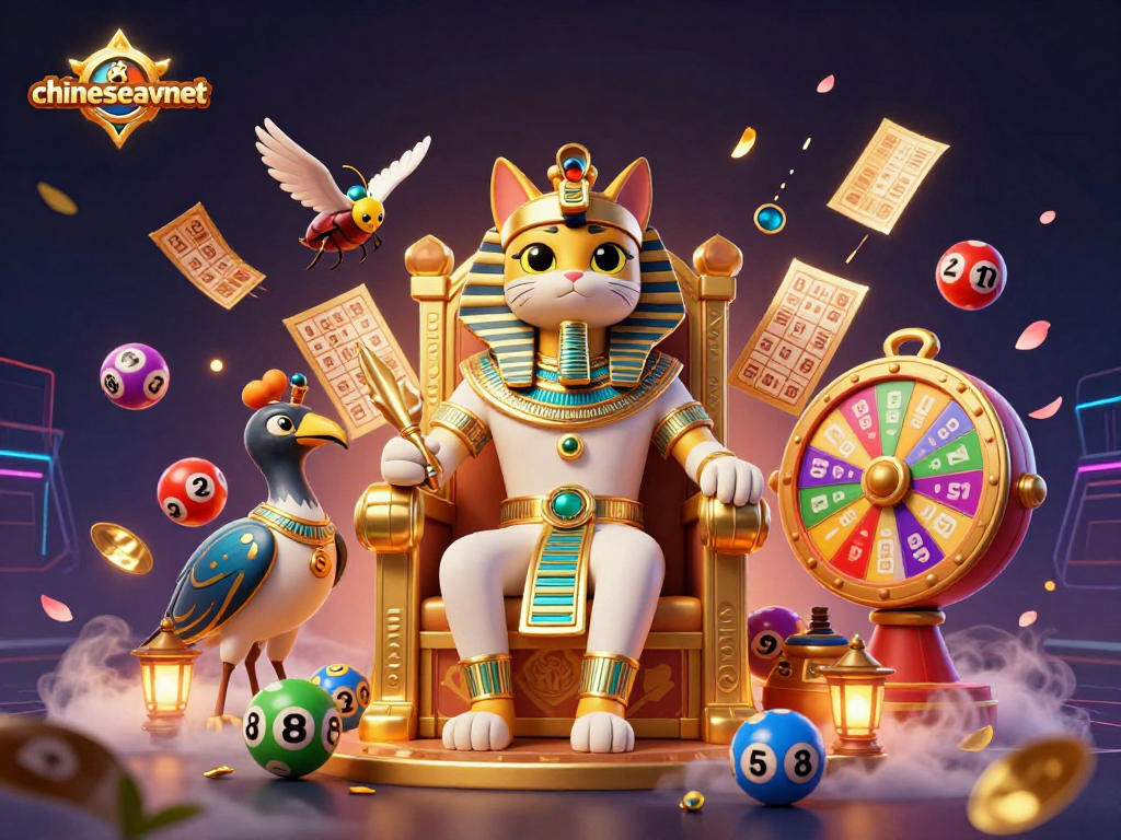 Experience the vibrant world of chineseavnet with colorful lottery elements and dynamic gaming characters.