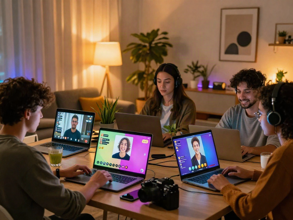 engaging sex chat conversation between diverse individuals at home, showcasing vibrant communication