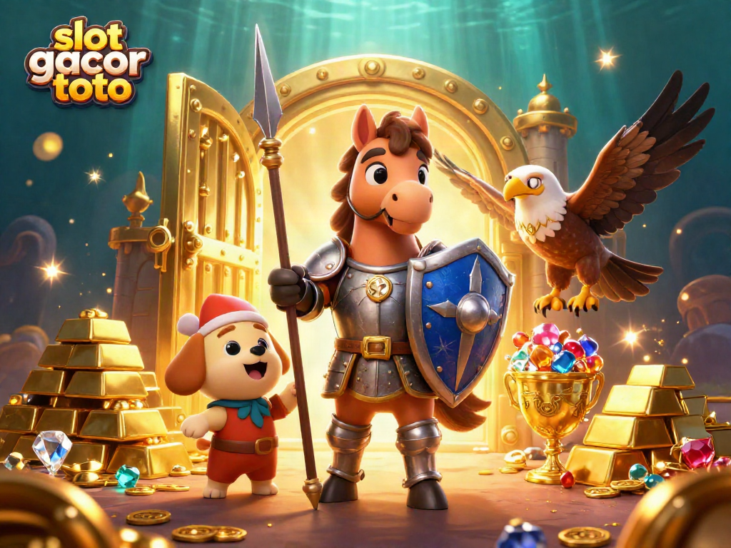 Spin to win with slot gacor toto in an enchanting treasure-filled casino scene!