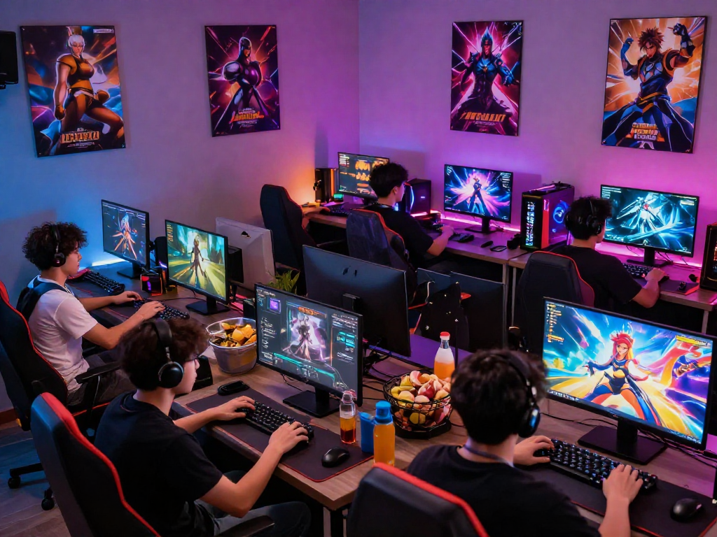 Players enjoying interactive hentai games in a colorful gaming environment filled with digital graphics and animations.