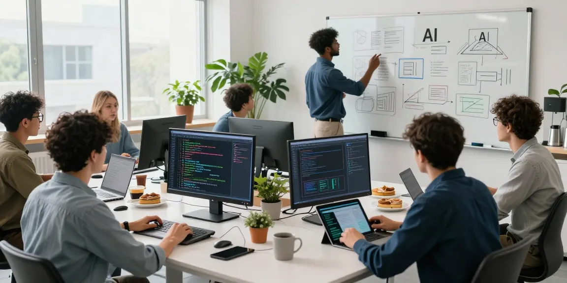 Team of diverse developers collaborating in an energetic office, showcasing innovative AI startups 2026.