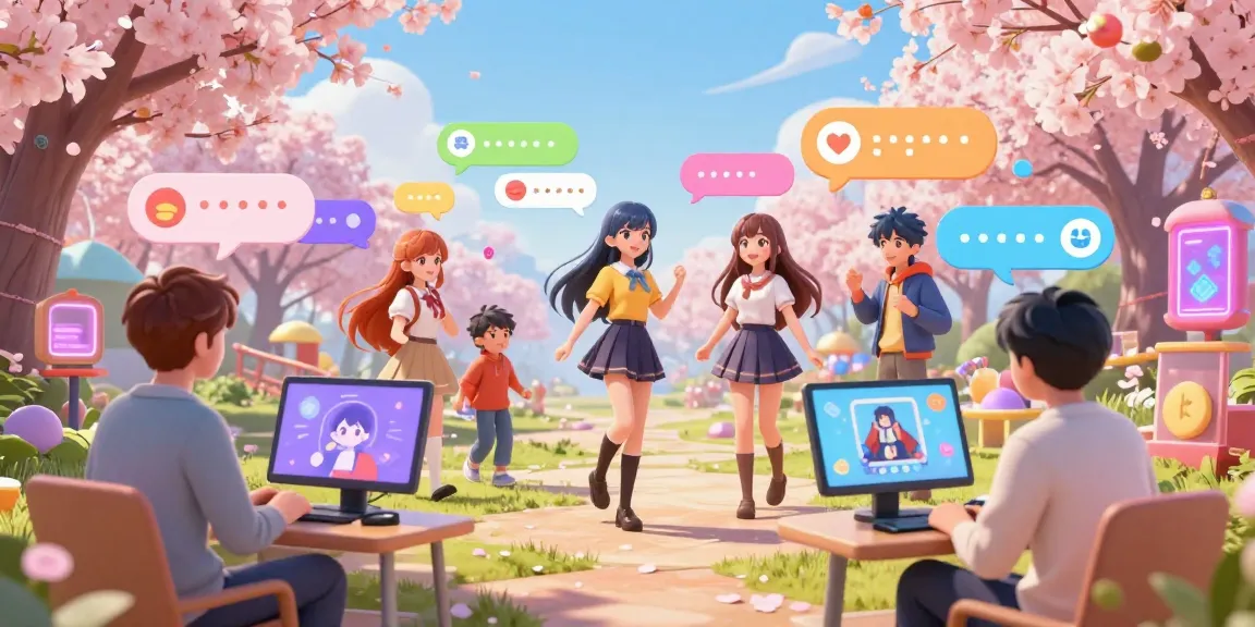 Engaging ecchi chat experience with vibrant AI characters and dynamic chat bubbles.